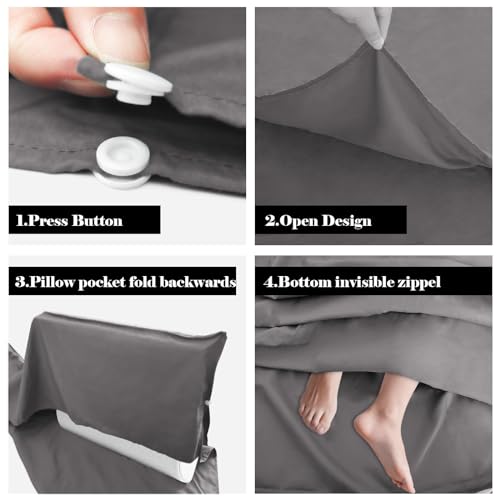 BREENHILL Sleeping Bag Liner, Camping Sheets & Travel Sheet, Hostels & Traveling Adult Sleep Sack for Backpacking, Hotels Lightweight Single & Double Camping Sleeping Bag Liners Grey