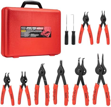 Toolwiz Snap Ring Pliers Set, 10 Pcs Internal & External Retaining Ring Circlip C Clip Pliers, Heavy Duty Bent Straight Automotive Tools, Include Hook, Pick, and Storage Case
