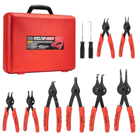 Toolwiz Snap Ring Pliers Set, 10 Pcs Internal & External Retaining Ring Circlip C Clip Pliers, Heavy Duty Bent Straight Automotive Tools, Include Hook, Pick, and Storage Case Cover