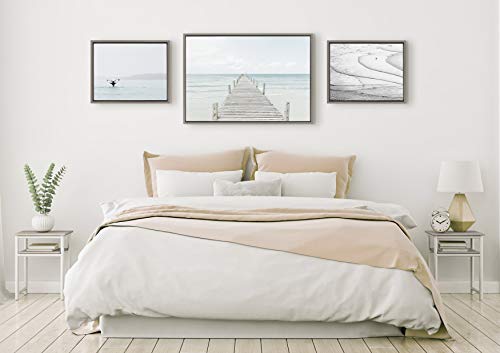 Kate and Laurel Sylvie Beach Canvas Wall Art Collection by Pete Olson and Amy Peterson, Set of 3, 16x20 and 23x33 Gray, Chic Coastal Art Set for Wall - Image 3