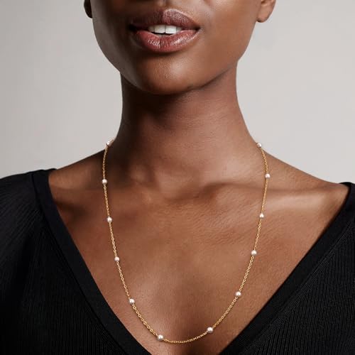 ORAZIO Pearl Necklace for Women,Dainty Silver Necklace for Women Round White Imitation Pearls Simple Pearl Choker Cute Everyday Jewelry for Womens Bridesmaid Wedding Jewelry3