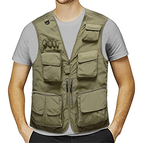 Beokeuioe Chaleco de pesca para hombre, chaleco de caza, chaleco de bicicleta, ligero, de verano, para ciclismo, de carreras, transpirable, deportivo, sin mangas, para moto, bicicleta de montaña,