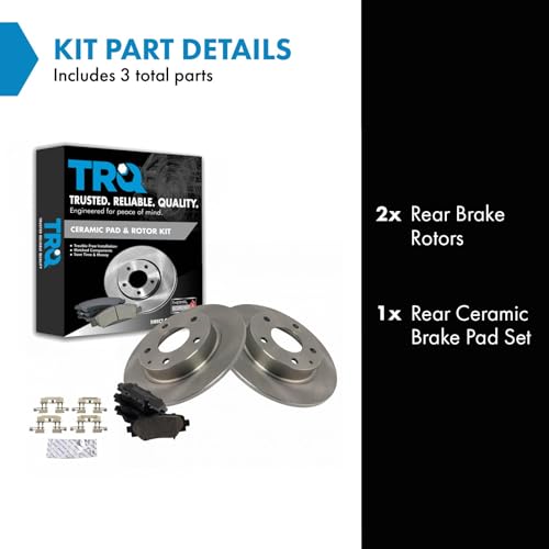 Image of TRQ Rear Ceramic Brake Pad and Rotor Set | For 2015-2016 Mazda 3 2014 Mazda 3 Japan Built Models 1st VIN Digit J