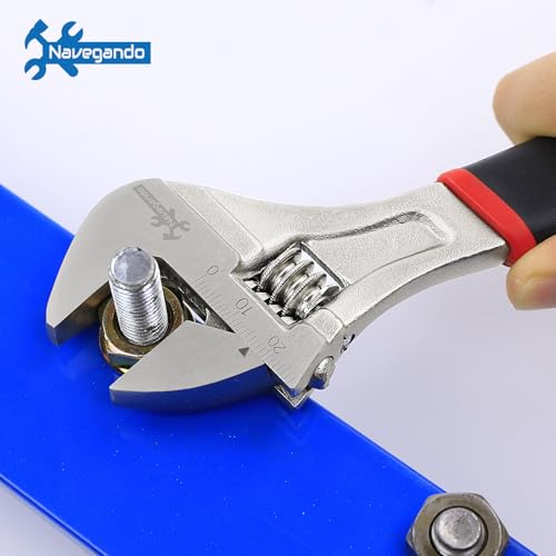 Image of Navegando 4-Piece Adjustable Wrench Set, 6 /8 /10 /12 Inch, Heat Treated Carbon Steel with Non-Slip Rubber Grip,Corrosion Resistant Finish for Automotive, Plumbing & DIY Repairs