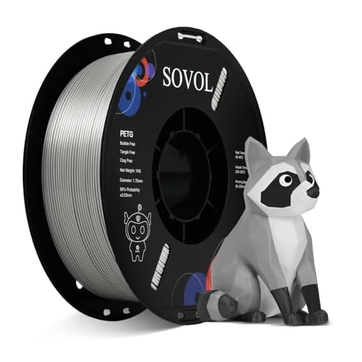 Sovol 3D Printer PETG Filament 1.75mm 1KG (2.2lbs), High Precision, Strong Toughness, Wiring Tightness, Dimensional Accuracy +/- 0.03 mm, 3D Printing PETG Filaments, Gray