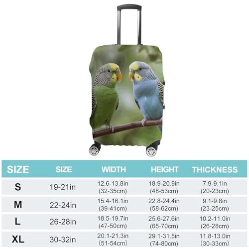 Blue And Green Parakeets Travel Luggage Cover Anti-scratch Suitcase Cover Elastic Suitcase Protective Cover Fits 19-32 Inch Luggage XL2