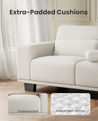 Image of Amada 65 inch Loveseat Sofa, 2 Seater Couch Sofa for Living Room, Modern Sofa with Wide Armrests & Deep Seats, Comfy Couch with Removable Washable Covers & Linen Fabric, Easy Assembly (White, 2 Seater)