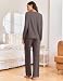 Ekouaer Schlafanzug Damen Lang Weich Gerippt Pyjama Set, Taupe, M