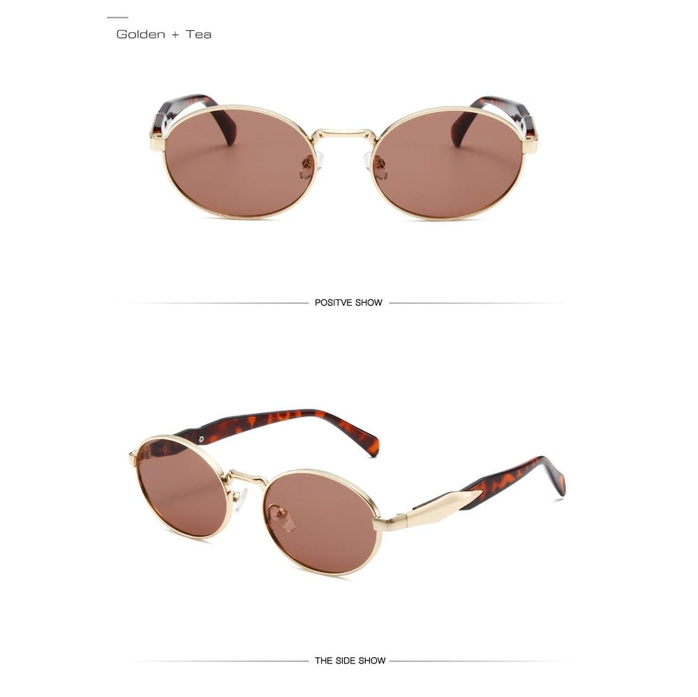 Okulary przeciwsłoneczne owalne z metalu w stylu retro, damskie, modne, w cukierkowych odcieniach, UV400, męskie, punkowe, na zakupy, na plażę, na imprezę, na rower