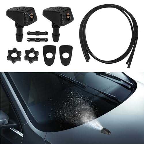 Lecctso Windshield Washer Kit, Windshield Wiper Repair Kit, Automotive Replacement Windshield Washer Hoses, Black, Plastic, Rubber, Globe Valve, Windshield Washer Kit, Suitable for Most Cars