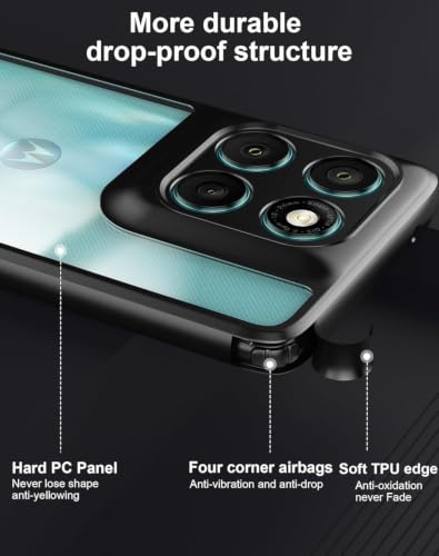 Image of VONZEE Clear Back Case Cover for Moto Edge 60 Pro 5G | Shockproof Design | Hard Back Cover Case for Moto Edge 60 Pro 5G (PC & TPU, Black)