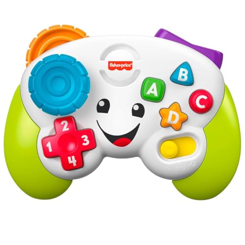 Fisher-Price Laugh & Learn JFD13 Manette de Console avec Musique et lumières pour garçons et Filles à partir de 6 Mois, Version multilingue : Anglais, Italien, Portugais, Espagnol