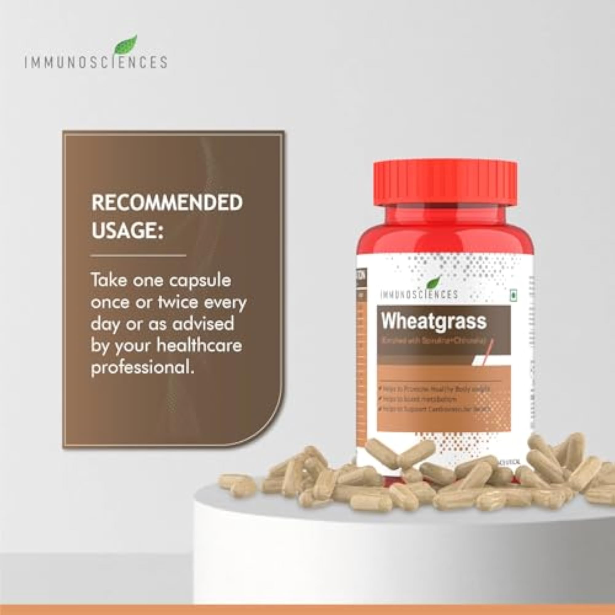 Organic Wheatgrass Capsules, 100% Natural Detox & Immunity Booster