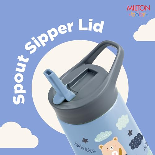 Image of Milton Baby Spout Sipper,No-Spill Design,BPA-Free,Food-Grade Material,Microwave-Sterilizer Safe,Easy-Grip,Smooth Open-Close Action,Lightweight,Ideal Sipper Water Bottle for Kids 12+Month, 420 ml,Blue