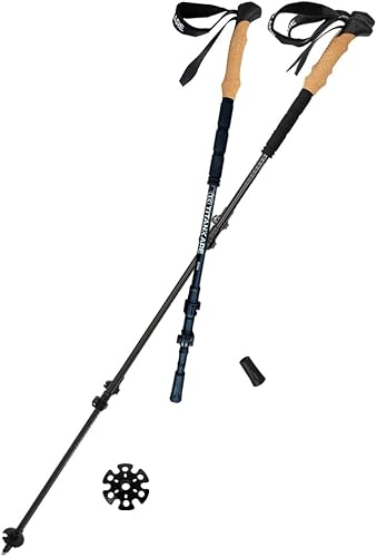 Miniatura 2 de Bastones de senderismo plegables y ligeros  Bastones de senderismo y caminar con agarre de corcho, postes nórdicos de aluminio 7075 ajustables para