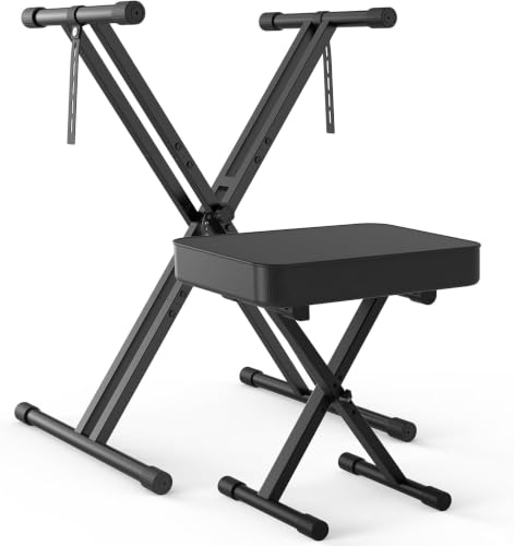 GLEAM Keyboard Stand and Bench Set, Double X Style Digital Piano Stand Height from 19' to 38', Heavy...