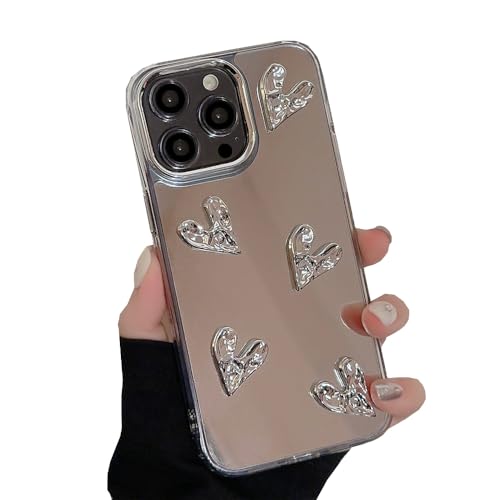Coque iPhone 13 Pro Max paillettes argentée miroir 3D