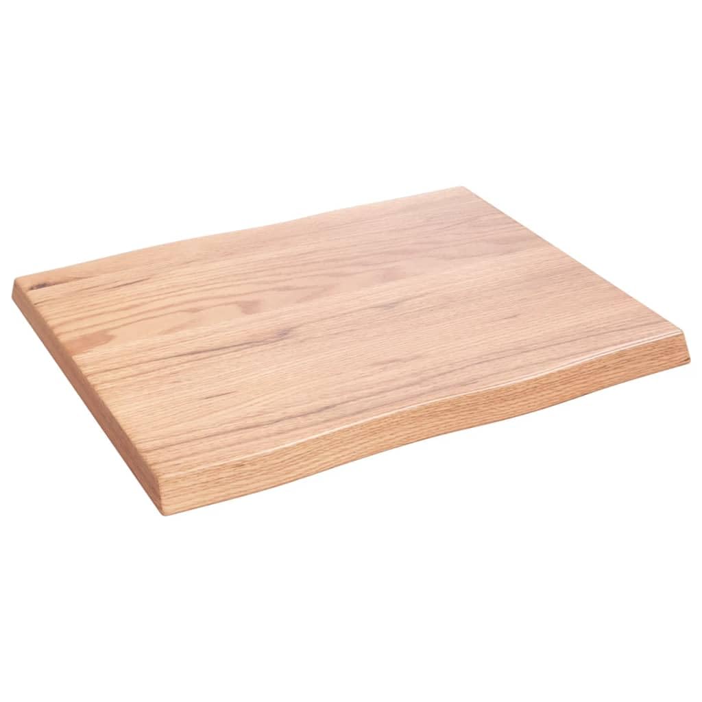vidaXL Tischplatte, Holzplatte für Tisch Esstisch Couchtisch, Massivholzplatte Handgefertigt mit Baumkante, Ersatztischplatte, Hellbraun 60x50x(2-4) cm Massivholz Behandelt