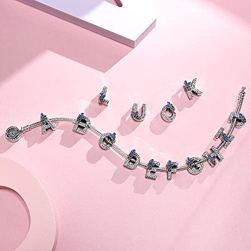 S925 Sterling Silver A~Z Letters Charms with 5A Cubic Zircon Stones, Butterfly Alphabet Beads fit Pandora European Bracelets Gift Options - Image 5