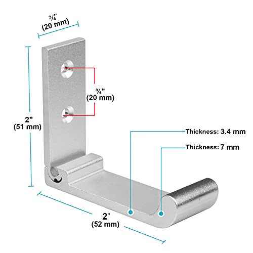 Heneng 10 Pack 2" Silver Folding Coat Hook W/Screws, Aluminium Alloy Foldable Hooks No Rust Wall Mounted For Keys, Towel, Hat, Bags, Headphones Holder, Headset Wall Hanger, Max.load 44Lb #TOP2