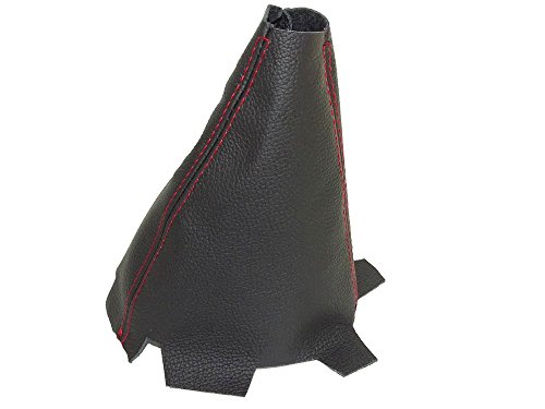 The Tuning-Shop Compatible with Shift Boot for Acura TSX 2009-2014 Genuine Black Leather Red Stitching