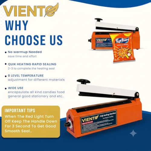 Image of 16 inch Impulse Heat Sealing Machine with Adjustable Temperature, Portable Poly Bag Sealer for PE /PP Laminated Pouches, Strong Airtight Seal, Durable Metal Body, 1-Year Warranty for Home & Business (Org)