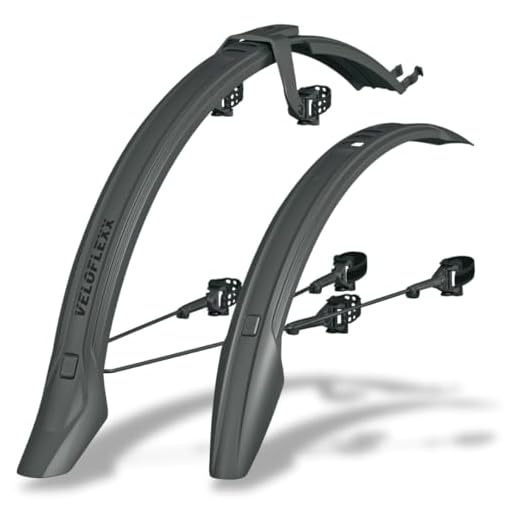 SKS GERMANY VELOFLEXX SET 55 Schutzblech-Set mit winkelverstellbarem Rahmenadapter (Fahrradzubehör aus schlagfestem Hochleistungskunststoff, Schutzblech zur Montage an jeder Fahrradgabel), schwarz