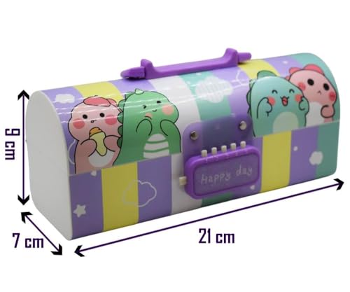 Image of WORSHIPER Cartoon Theme Pencil Box for Kids | Suitcase Style Password Lock Stationery Organizer | Multi-Layer Pen & Pencil Case for Boys & Girls (Lucky Star M-1)