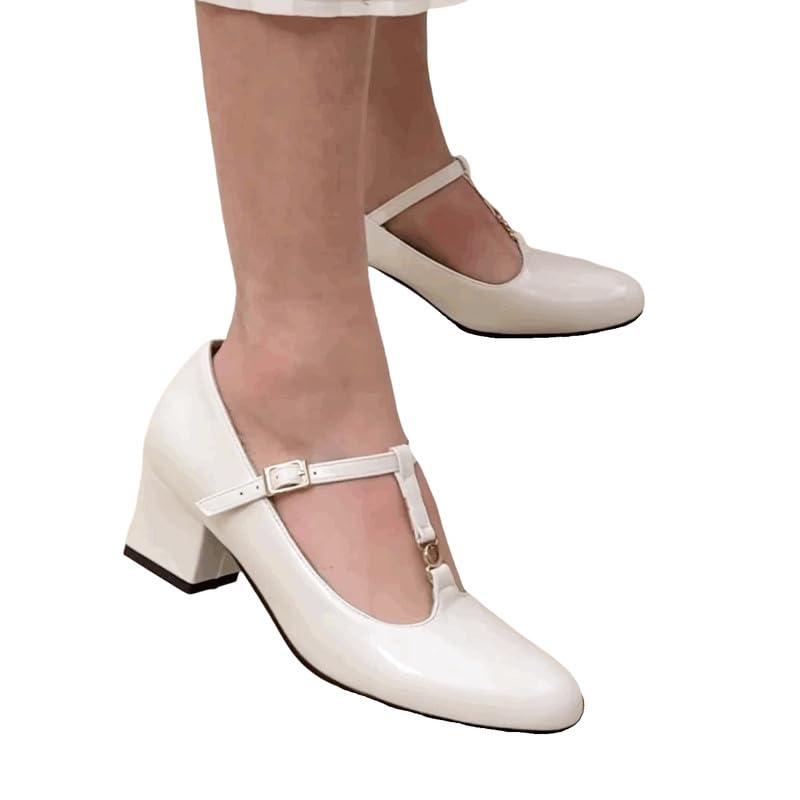 Image of MEOTINA Cute Bow Heels Mary Janes Shoes Women Dress Platform Strappy High Heels Kawaii Shoes