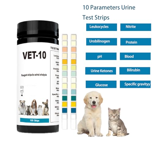 Hzutloer 100 PCS Urine Test Strips 10 in 1 UTI Test Kit for Cat & Dog Pets Diabetes Urinalysis Testing Urinalysis Reagent Strips Multi-Parameter Urine Test Strip for Urinary Tract InfectionUTI