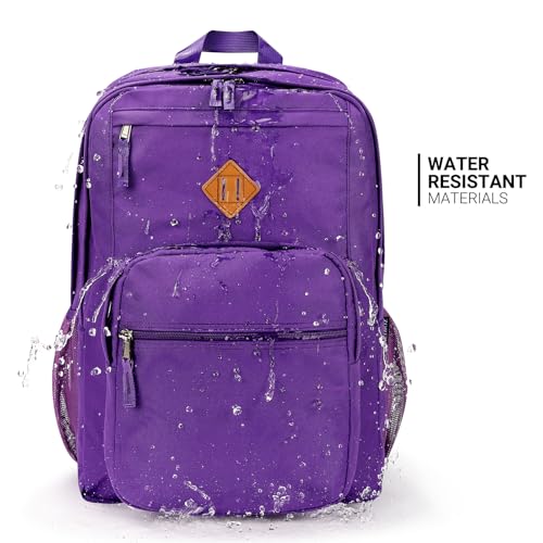 Image of ZORFIN 26L Backpack for College, and Travel: Water Resistant Bookbag - Purple