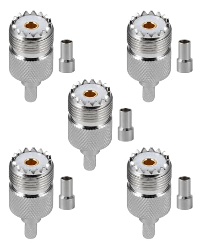 Connecteur femelle SO-239 UHF à sertir pour câble coaxial RG58 et LMR195 paquet de 5 pièces