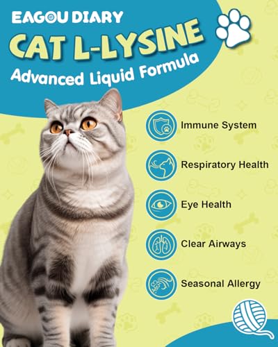 Lysin Katze - L-Lysin Tropfen für Katzen und Kätzchen, Kätzchen Immunsystem, Schnupfen, Linderung von Allergien, Niesen, Nahrungsergänzungen mit Vitaminen und Mineralien, Kolostrum, Taurin