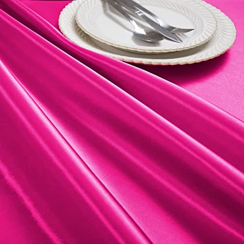 Cobedzy 4 Pack Hot Pink Satin Tablecloth, 58 X 102 Inches Rectangle Satin Table Cover,Smooth Fabric Satin Table Cloths,Luxury Silk Tablecloth For Party Wedding Dinner Restaurant #TOP4