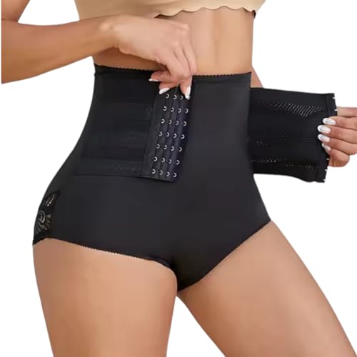 Faja Reductora de Cintura y Vientre para Mujer, Braga Faja Reductora Cintura Alta Faja Moldeadora con Paneles Adelgazantes Braga Faja Vientre plano Postparto Reductor Cintura Talla 36/S (NEGRO, Small)