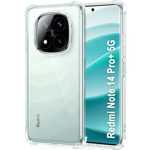 Image of TheGiftKart Crystal Clear Back Cover Case for Mi Redmi Note 14 Pro Plus 5G | Shockproof Soft TPU Case | Cushioned Edges for Ultimate Protection Back Cover Case (TPU, Transparent)