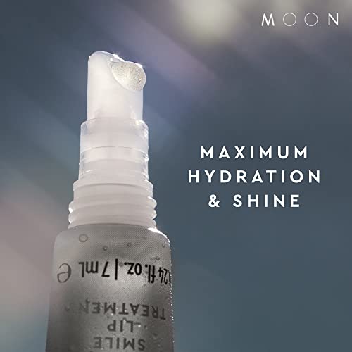 MOON Brighter Smile Hydrating Lip Treatment - Peppermint Lip Gloss Balm with Light-Reflecting Mica - Color-Correct Yellow Tones on Teeth and Nourish Dry Lips (1.24 Fl Oz)