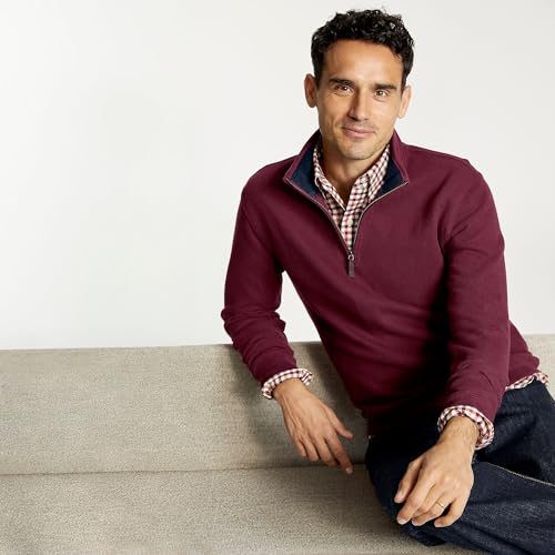 Lands' End Mens Bedford Rib Quarter Zip Sweater Rich Burgundy Regular Small (447688)4