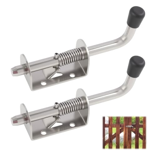 2 Pieza Pestillos de Resorte de Acero Inoxidable, Resorte Pasador Cerradura, Cerraduras para Puertas, Portones y Ventanas, Resistentes a la Corrosión, Fácil Instalación y Uso