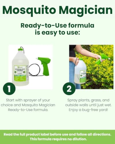 Image of Mosquito Magician Ready-to-Use Mosquito Yard Spray 2 Gal (Mint) - Kills Mosquitoes, Fleas & Fire Ants, Repels and Prevents Ticks - Essential Oil Formula for Sprayers, Foggers & Misting Systems