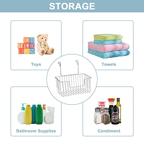 Junchu Cherry 2 Pack The Cabinet Door Organizer, Hanging Wall Mount Storage Wire Basket,Grid Storage Basket For Kitchen,Pantry Bathroom,Cabinet,Chrome #TOP2