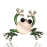 Rhinestone Frog Brooch Pin for Women Girls Cute Vivid Green Inlaid Insect Animal Pin Full Glasses Shirt Collar Badge Decor, Clothing, Shoes and Jewelry (Pearl)