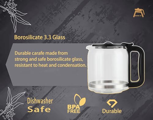 14 Cups Glass Coffee Maker Replacement for Mr. Coffee 14 cups coffee maker BVMC-PC14, BPA-Free, Food Safe, Heat-Resistant Handle