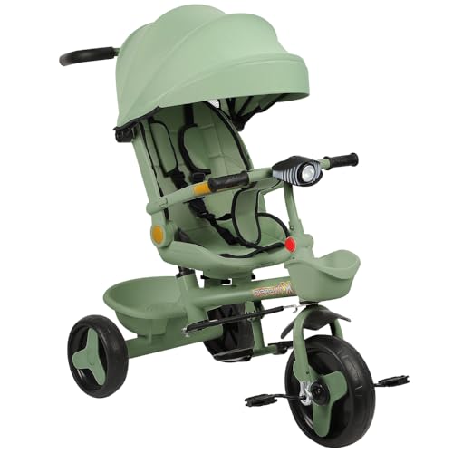 Triciclo para niños con barra de empuje, triciclo para niños a partir de 1 año, regalo para niños y niñas (YR652691_03 verde)