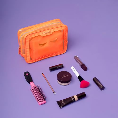 Image of Colorbar Polyester Lips & Lashes Casual Box Pouch (Set Of Two) - Neon Orange