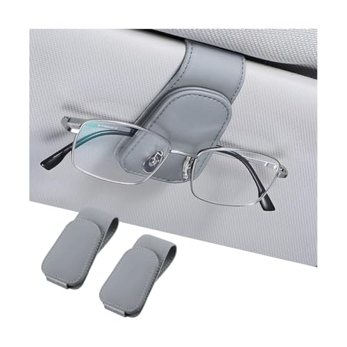 Image of AICEL Sunglasses Holders for Car Sun Visor, Leather Eyeglasses Hanger Mounter, Magnetic Glasses Holder and Ticket Card Clip, Auto Interior Accessories Universal for SUV Pickup Truck