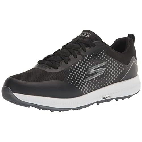 Skechers Men's Elite 5 Arch Fit Waterproof Golf Shoe Sneaker, Black/White Dot, 11