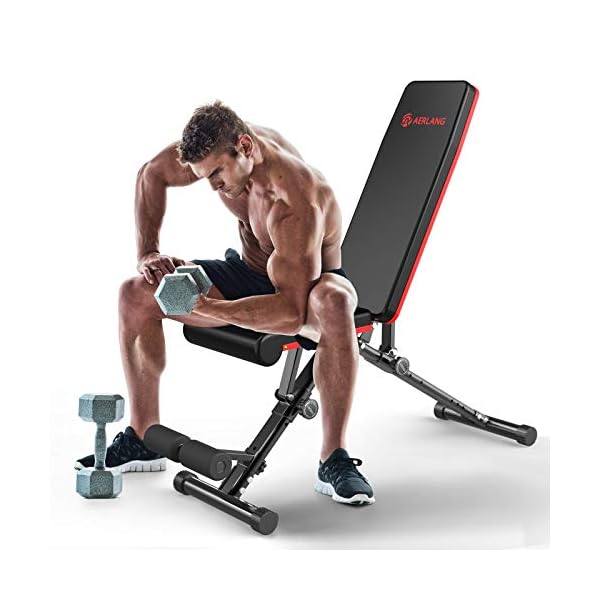 AERLANG-Weight-Bench-Adjustable-Strength-Training-Bench-for-Full-Body-Workout-Fast-FoldingInclineDecline-Utility-Workout-Bench-for-Home-Gym-with-a-Professional-Training-ManualBlack 1 Weight Bench, Adjustable Strength Training Bench for Full Body Workout, Fast Folding/Incline/Decline Utility Workout Bench for Home Gym with a Professional Training Manual