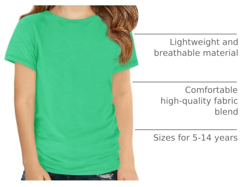 Image of Haloumoning Girls Short Sleeve T Shirts Kids Summer Crewneck Tops