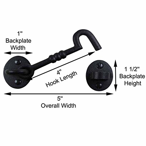 Renovators Supply Manufacturing Door Latch Lock 5 In. Wrought Iron Hook And Eye Latch For Door In Oil Rubbed Bronze Finish With Mounting Hardware #TOP3
